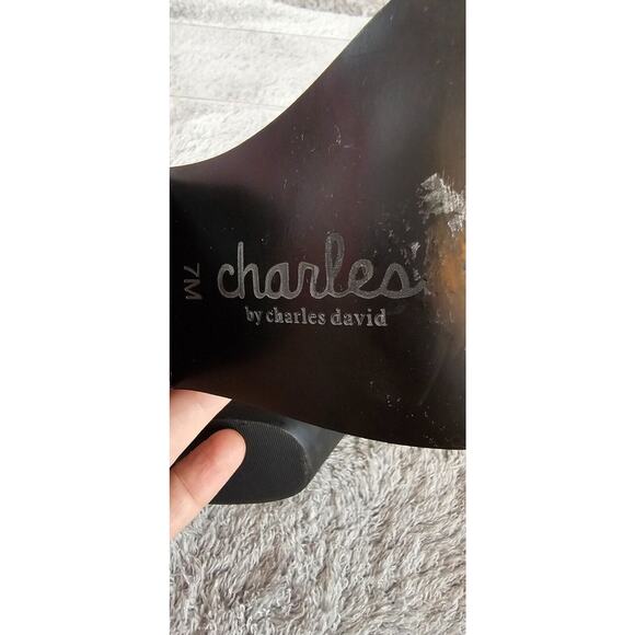 NEW CHARLES DAVID Womens Black Snakeskin Cutouts Parson Booties Pointed Toe Sz 7 - Picture 5 of 6